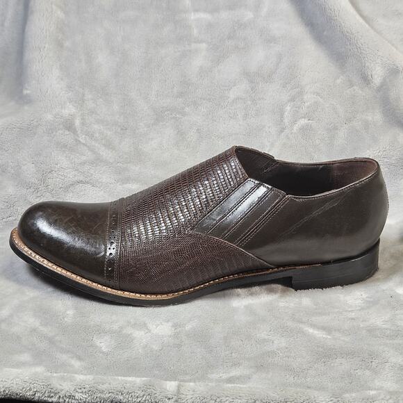 Stacy Adams Mens 11.5D Brown Cap Toe Slip On Dress Shoes Leather Goodyear main image 5